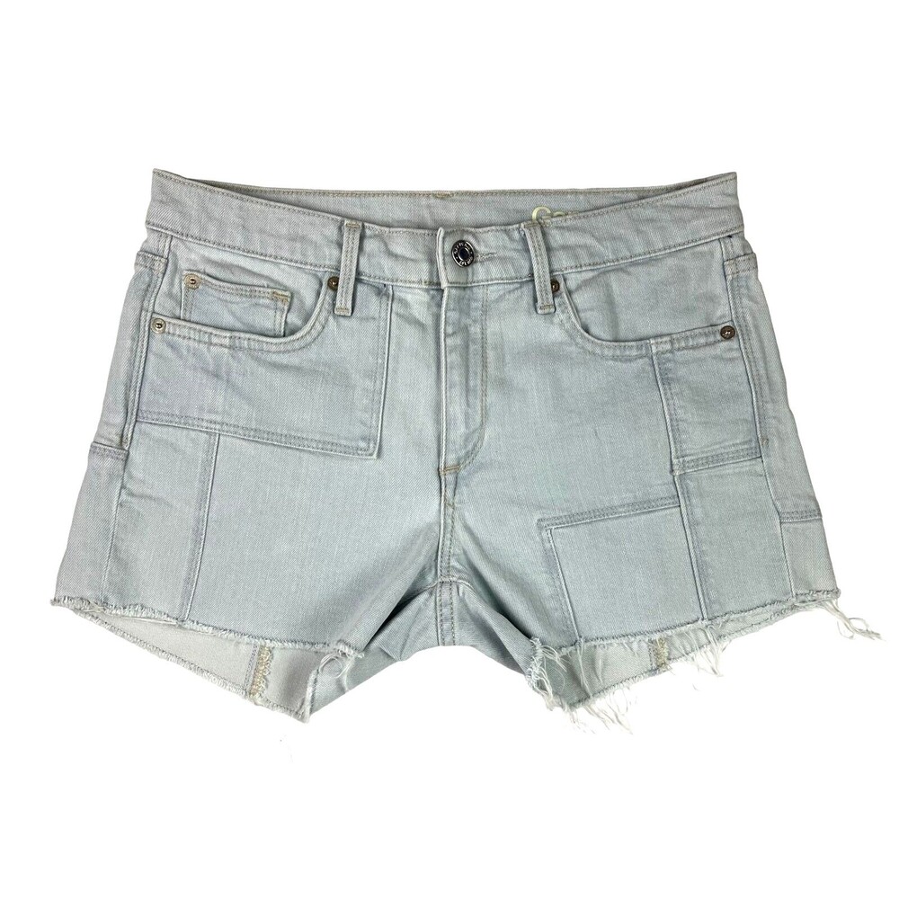 GAP Women's Mid-Rise Pieced Bleached Indigo Denim Cutoff Jean Shorts  Size 6